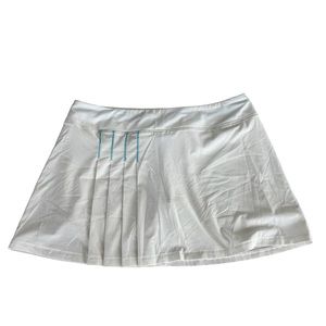 Athleta Second Wind Pleated White Skort Skirt Large Pickleball Tennis